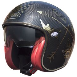 Carbon Nx Gold Chromed Open Face Helmet - Premier