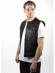 Giacca da moto in pelle senza maniche Mc Outlaw - John Doe