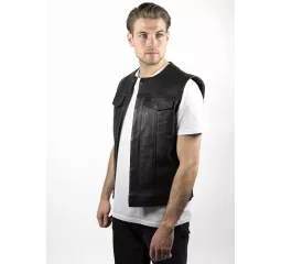 Veste Moto Cuir Sans Manche Mc Outlaw - John Doe