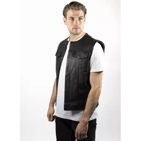 Giacca da moto in pelle senza maniche Mc Outlaw - John Doe