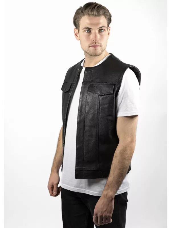Mc Outlaw Chaqueta de moto de cuero sin mangas - John Doe