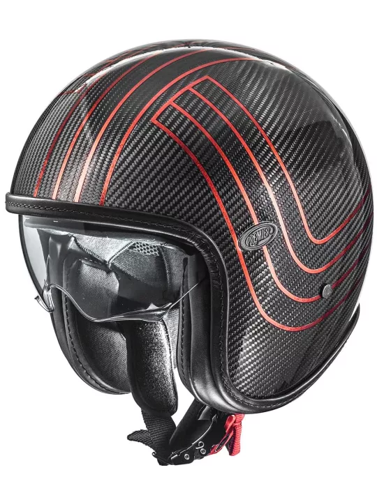 Vintage Platinum Carbon Ex Red Chromed Bm Open Face Helmet - Premier