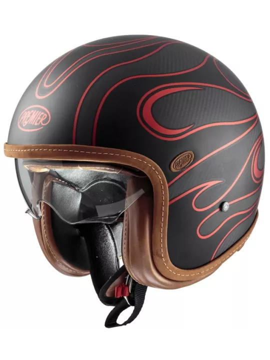 Vintage Platinum Carbon Fr Red Chromed Bm Open Face Helmet - Premier