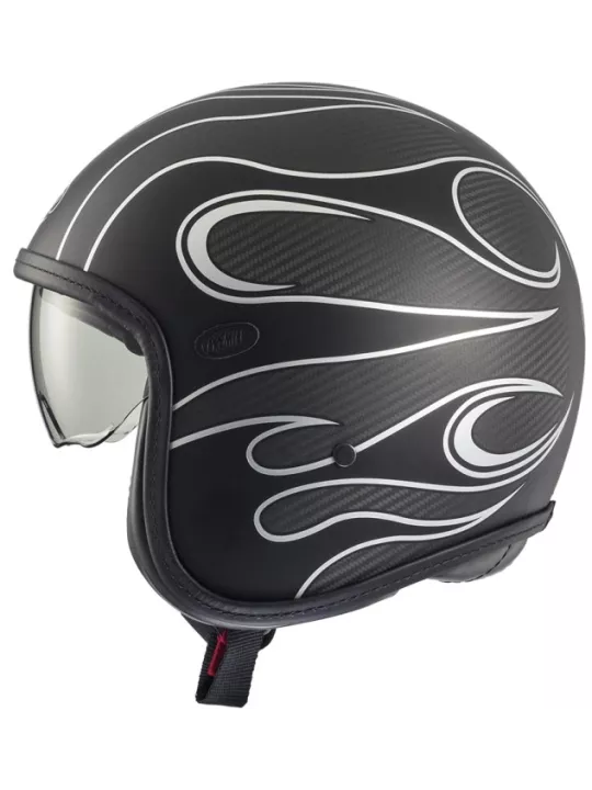 Vintage Platinum Carbon Fr Silver Chromed Bm Open Face Helmet - Premier