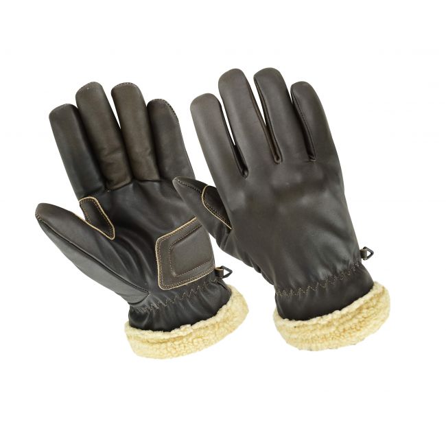 gants 100% cuir véritable noir pour homme Moto Tactile Hiver Chauffante Laine