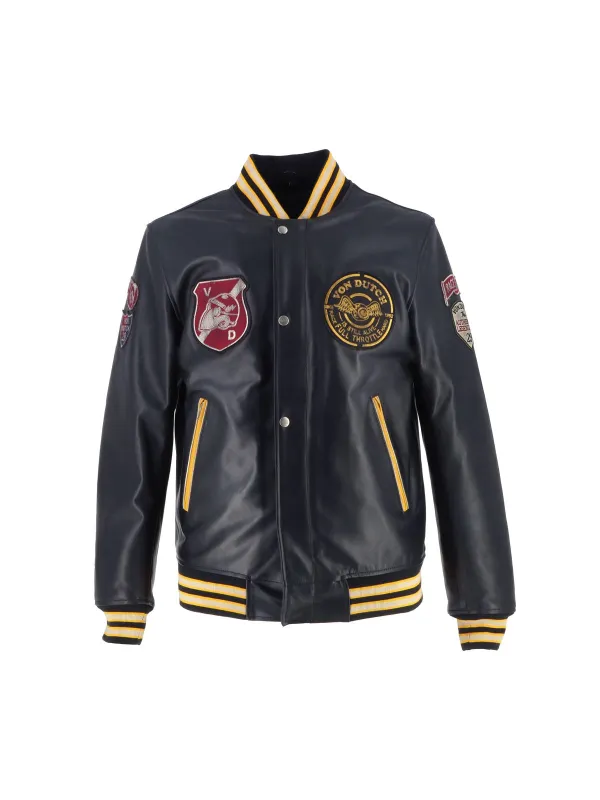 Blouson Collegian Cuir Rag - Helstons x Von Dutch