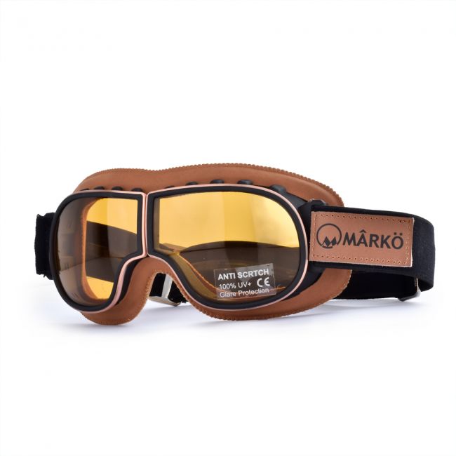 Lunettes Moto Vintage Goggles en Cuir Lunettes De Protection Des Verres Anti-UV 