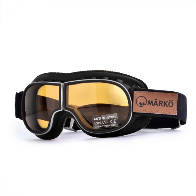 Amyove Occhialoni moto Occhiali da sole vintage in pelle con occhiali da pilota Lente trasparente con montatura marrone 