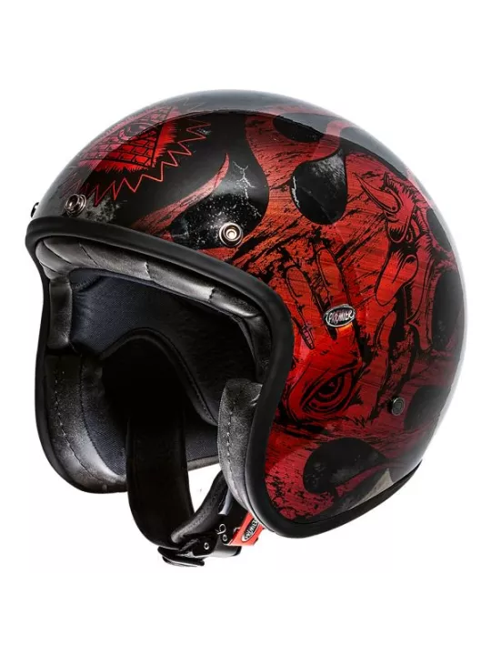 Motorradhelm JET LITTLE RED CHROMED BD - PREMIER