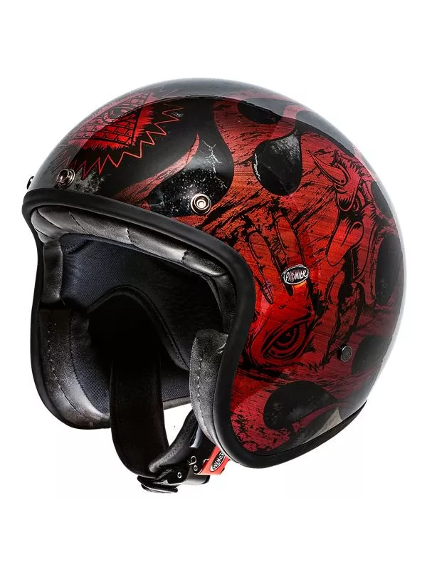 MOTOCICLETA casco jet LITTLE RED CHROMED BD - PREMIER