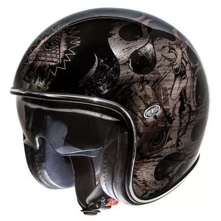 Casque Moto Jet Vintage Bd Black Chromed - Premier
