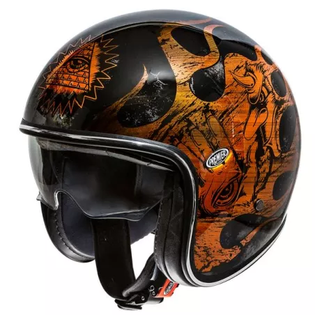 Motocicleta del vintage casco jet BD NARANJA CROMADO - PREMIER