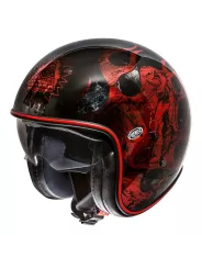Motocicleta del vintage casco jet BD ROJO CROMADO - PREMIER