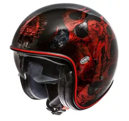 Motocicleta del vintage casco jet BD ROJO CROMADO - PREMIER