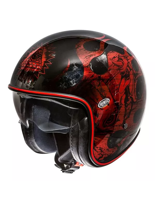 Vintage Jet Motorradhelm Bd Rot Chrom - Premier