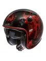 Motocicleta del vintage casco jet BD ROJO CROMADO - PREMIER