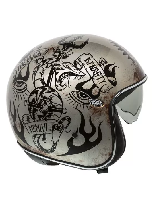 VINTAGE MOTO CASCO JET BD TITANIO - PREMIER