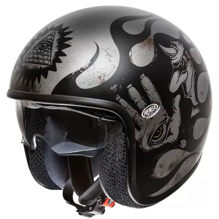 VINTAGE Motorradhelm JET BD17BM DECO - FIRST