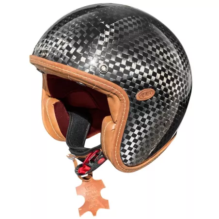 MOTOCICLETA casco jet clásico de la vendimia CARBON TECH LIMITED EDITION - PRIMERA