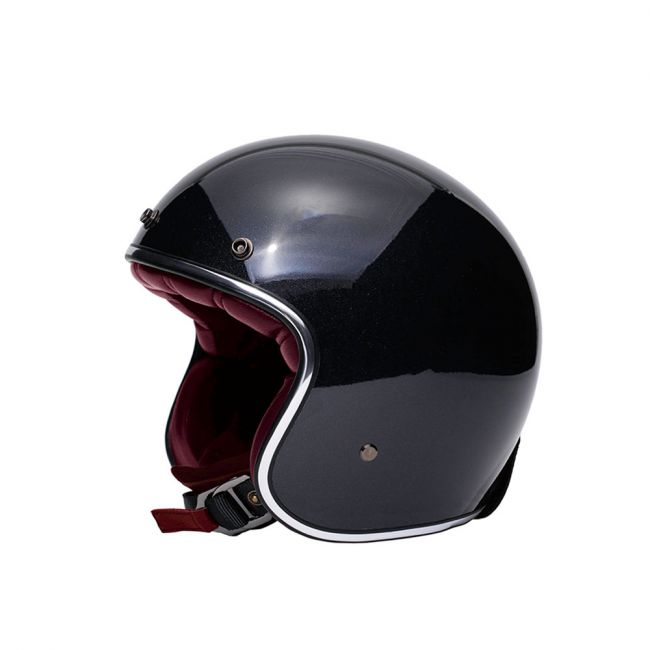 Extra Small Shell Moto Helmets D22_VINTAGE-BLACK_XL Jet Helmet Half Shell Helmet with Fibreglass Braincap Bobber 61-62cm Vintage Black Click-n-SecureTM Clip and Carrying Bag XL 