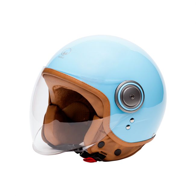 Casco Moto Jet Modulare Retro Vintage - Aperto 3/4, Doppia Visiera Parasole, Omologato ECE/DOT, ABS, Taglia L (56-57cm), Colore Blu