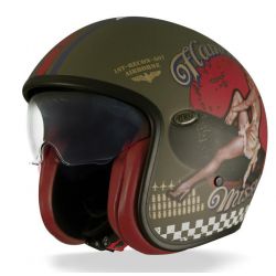 Vintage Pinup Open Face Helmet Military Bm - Premier
