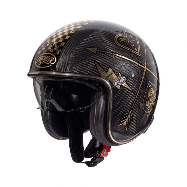 Vintage Carbon Nx Gold Chromed Open Face Helmet - Premier