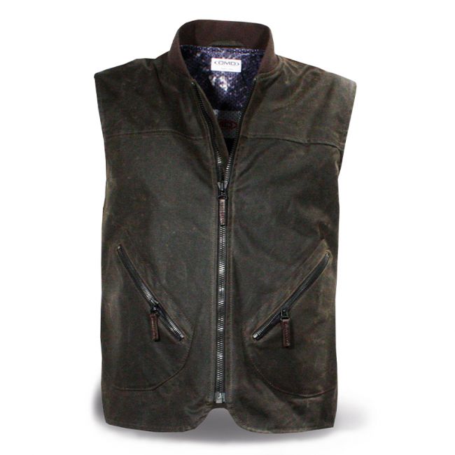 Handmade Waxed Cotton Man Vest Olive - DMD