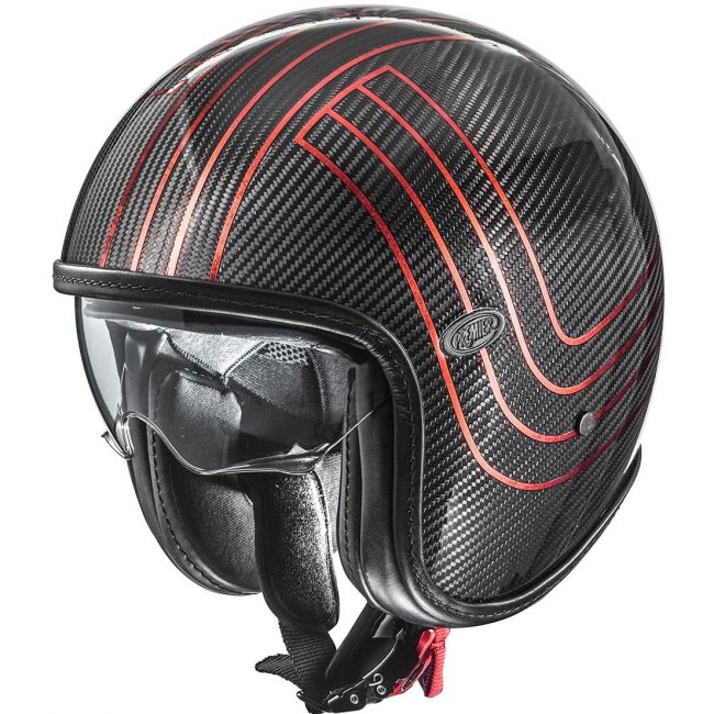 Vintage Platinum Carbon Ex Red Chromed Bm Open Face Helmet - Premier