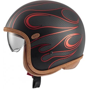 Vintage Platinum Carbon Fr Red Chromed Bm Open Face Helmet - Premier
