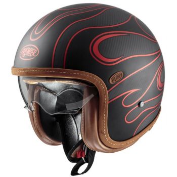 Vintage Platinum Carbon Fr Red Chromed Bm Open Face Helmet - Premier