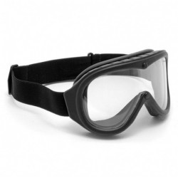 Qubeat Motorradbrille Classic schwarz mit Smoke-getönten Gläsern und schwarzem Rahmen 