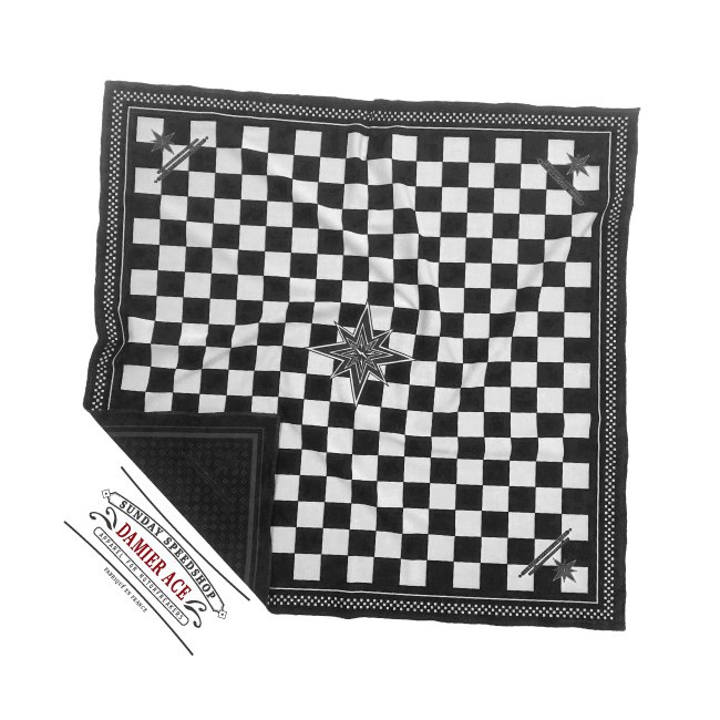 Sciarpa Domenica Speedshop ACE a scacchi bianco e nero