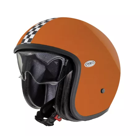 Casco Moto Jet Vintage Naranja Ck - Premier