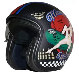 Casque Jet Vintage Pinup 9 Bm - Premier