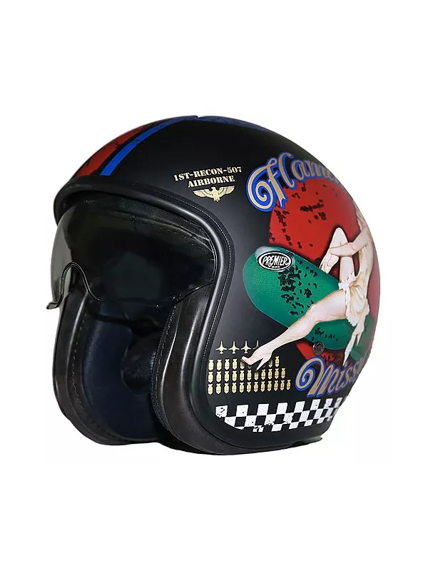 Casque Jet Vintage Pinup 9 Bm - Premier