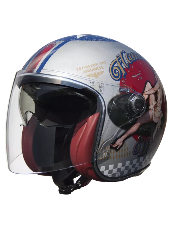 Capacete Premier Jet Vangarde Pinup Old Style Silver