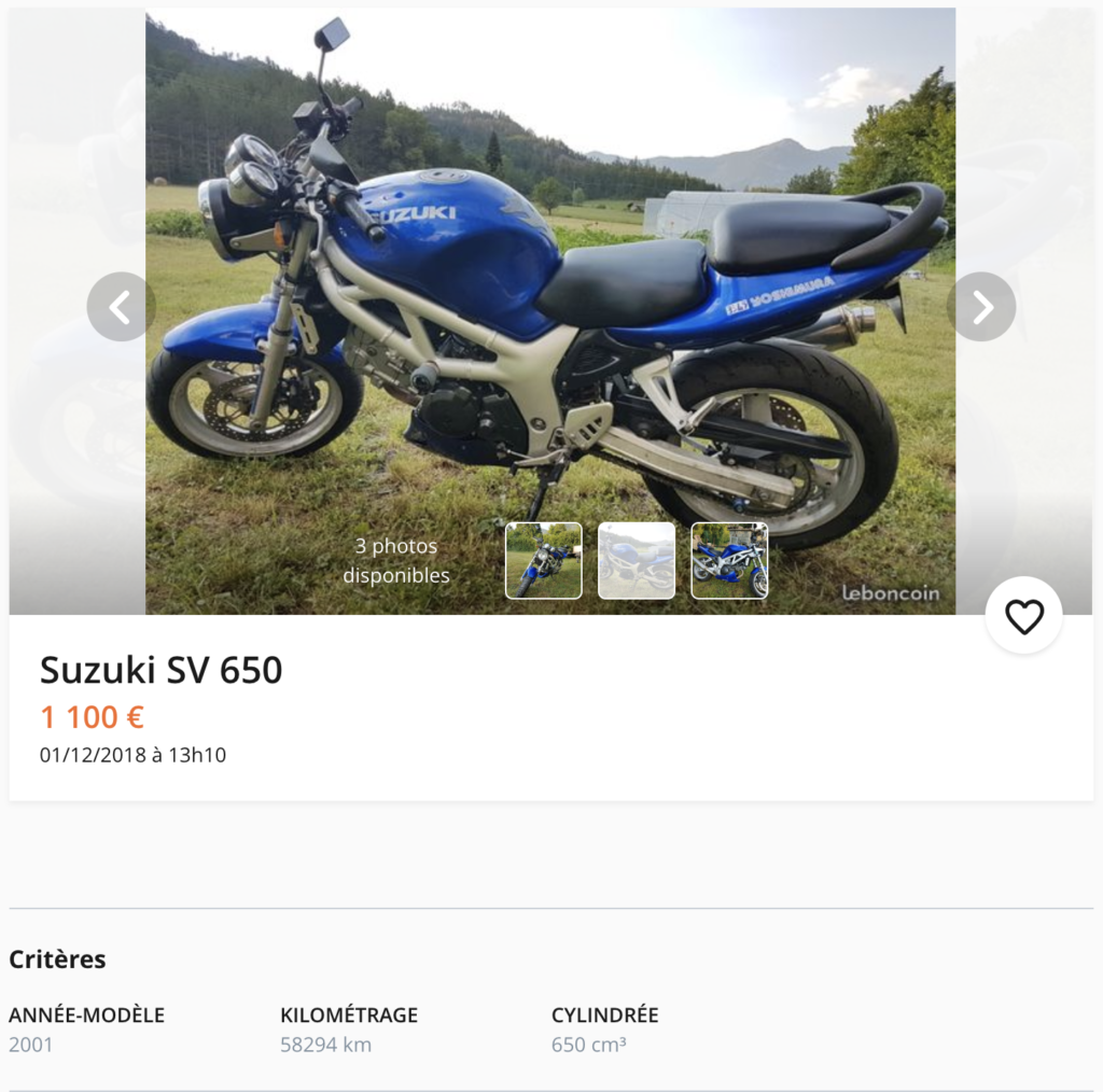 SUZUKI SV-650 annonce leboncoin